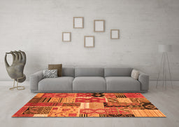 Machine Washable Southwestern Orange Country Area Rugs in a Living Room, wshcon2626org