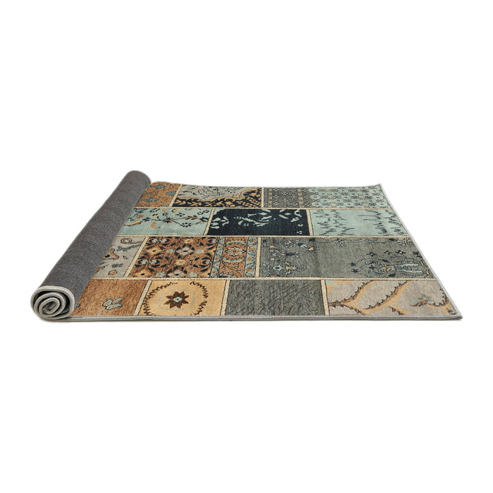 Thickness of Contemporary Brown Patchwork Rug, con2627