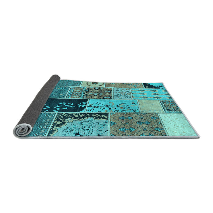 Sideview of Patchwork Light Blue Transitional Rug, con2627lblu