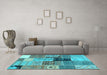 Machine Washable Patchwork Light Blue Transitional Rug in a Living Room, wshcon2627lblu