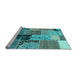 Sideview of Machine Washable Patchwork Light Blue Transitional Rug, wshcon2627lblu