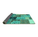 Sideview of Patchwork Turquoise Transitional Rug, con2627turq