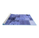 Sideview of Machine Washable Patchwork Blue Transitional Rug, wshcon2627blu