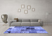 Machine Washable Patchwork Blue Transitional Rug in a Living Room, wshcon2627blu