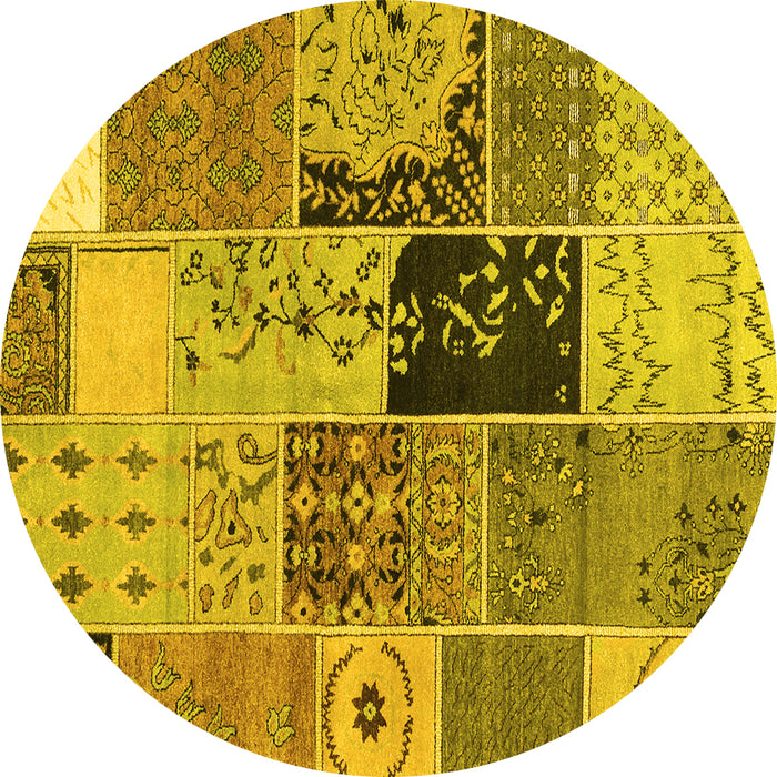 Round Patchwork Yellow Transitional Rug, con2627yw