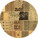 Round Patchwork Brown Transitional Rug, con2627brn