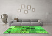 Machine Washable Patchwork Green Transitional Area Rugs in a Living Room,, wshcon2627grn