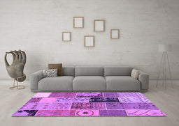 Machine Washable Patchwork Purple Transitional Area Rugs in a Living Room, wshcon2627pur