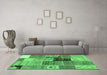 Machine Washable Patchwork Emerald Green Transitional Area Rugs in a Living Room,, wshcon2627emgrn