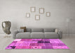 Machine Washable Patchwork Pink Transitional Rug in a Living Room, wshcon2627pnk