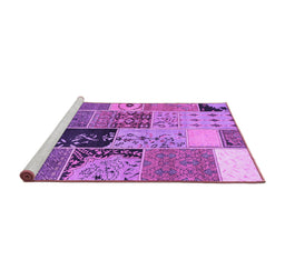 Sideview of Machine Washable Patchwork Purple Transitional Area Rugs, wshcon2627pur