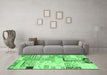 Machine Washable Southwestern Emerald Green Country Area Rugs in a Living Room,, wshcon2628emgrn