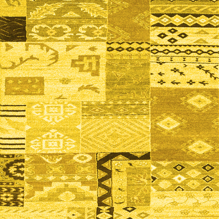 Machine Washable Southwestern Yellow Country Rug, wshcon2628yw