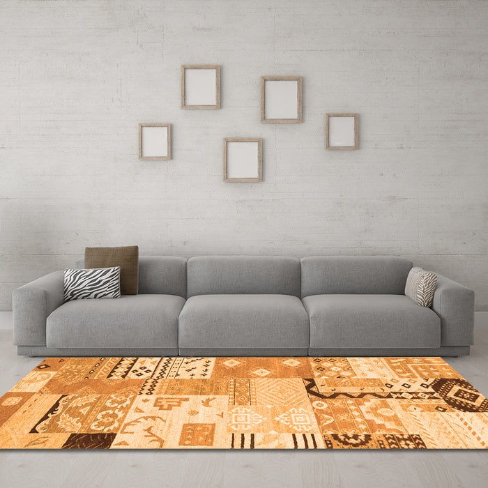 Machine Washable Southwestern Orange Country Area Rugs in a Living Room, wshcon2628org