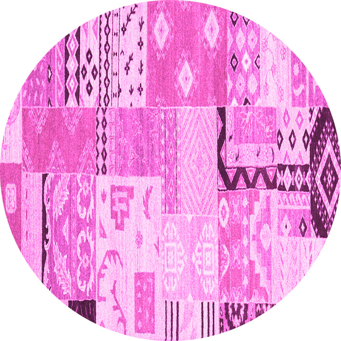 Round Southwestern Pink Country Rug, con2628pnk