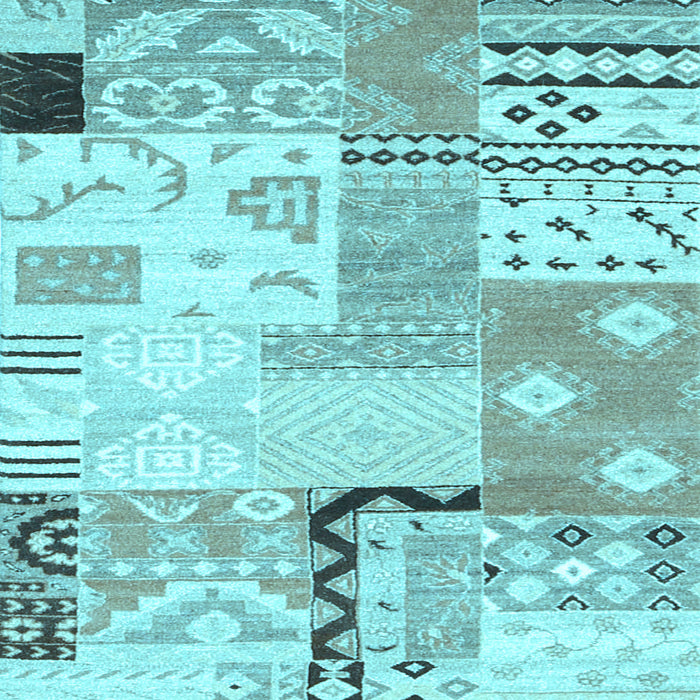 Machine Washable Southwestern Light Blue Country Rug, wshcon2628lblu