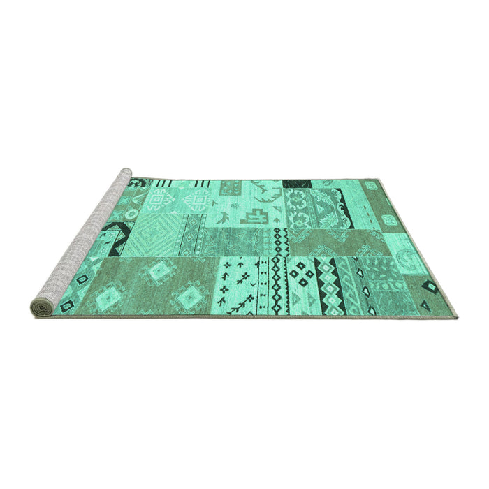 Sideview of Machine Washable Southwestern Turquoise Country Area Rugs, wshcon2628turq