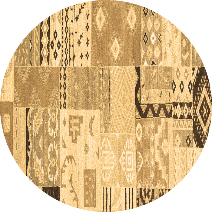 Round Machine Washable Southwestern Brown Country Rug, wshcon2628brn