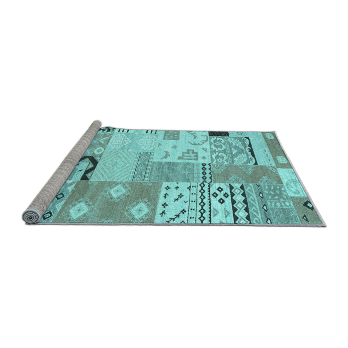 Sideview of Machine Washable Southwestern Light Blue Country Rug, wshcon2628lblu