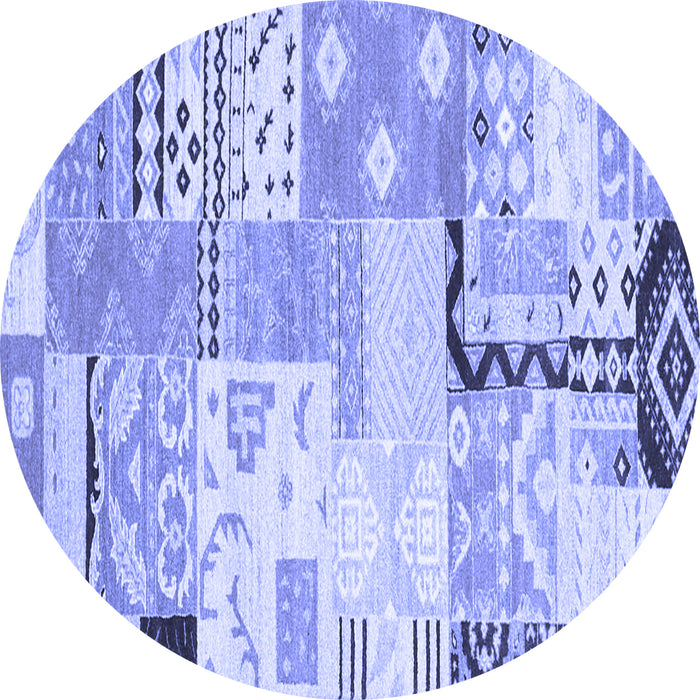 Round Southwestern Blue Country Rug, con2628blu