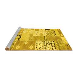 Sideview of Machine Washable Southwestern Yellow Country Rug, wshcon2628yw