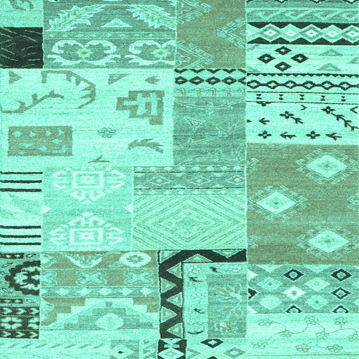Machine Washable Southwestern Turquoise Country Area Rugs, wshcon2628turq