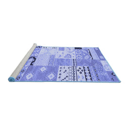 Sideview of Machine Washable Southwestern Blue Country Rug, wshcon2628blu
