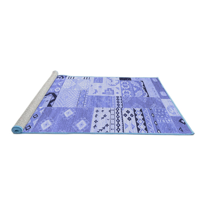 Sideview of Machine Washable Southwestern Blue Country Rug, wshcon2628blu