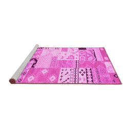 Sideview of Machine Washable Southwestern Pink Country Rug, wshcon2628pnk