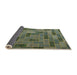 Thickness of Contemporary Khaki Green Patchwork Rug, con2629