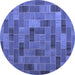 Round Patchwork Blue Transitional Rug, con2629blu