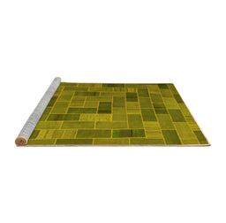Sideview of Machine Washable Patchwork Yellow Transitional Rug, wshcon2629yw
