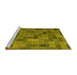 Sideview of Machine Washable Patchwork Yellow Transitional Rug, wshcon2629yw