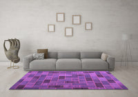 Machine Washable Patchwork Purple Transitional Rug, wshcon2629pur