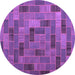 Round Patchwork Purple Transitional Rug, con2629pur