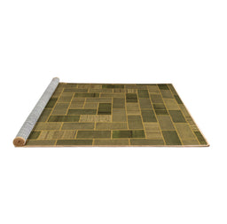 Sideview of Machine Washable Patchwork Brown Transitional Rug, wshcon2629brn