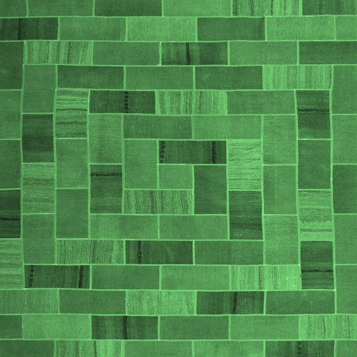 Square Patchwork Emerald Green Transitional Rug, con2629emgrn