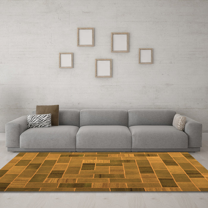 Machine Washable Patchwork Orange Transitional Area Rugs in a Living Room, wshcon2629org