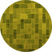 Round Machine Washable Patchwork Yellow Transitional Rug, wshcon2629yw