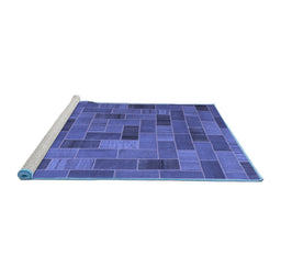 Sideview of Machine Washable Patchwork Blue Transitional Rug, wshcon2629blu