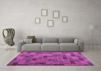 Machine Washable Patchwork Pink Transitional Rug, wshcon2629pnk