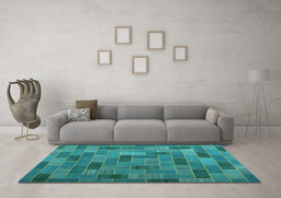 Machine Washable Patchwork Light Blue Transitional Rug in a Living Room, wshcon2629lblu