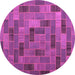 Round Patchwork Pink Transitional Rug, con2629pnk