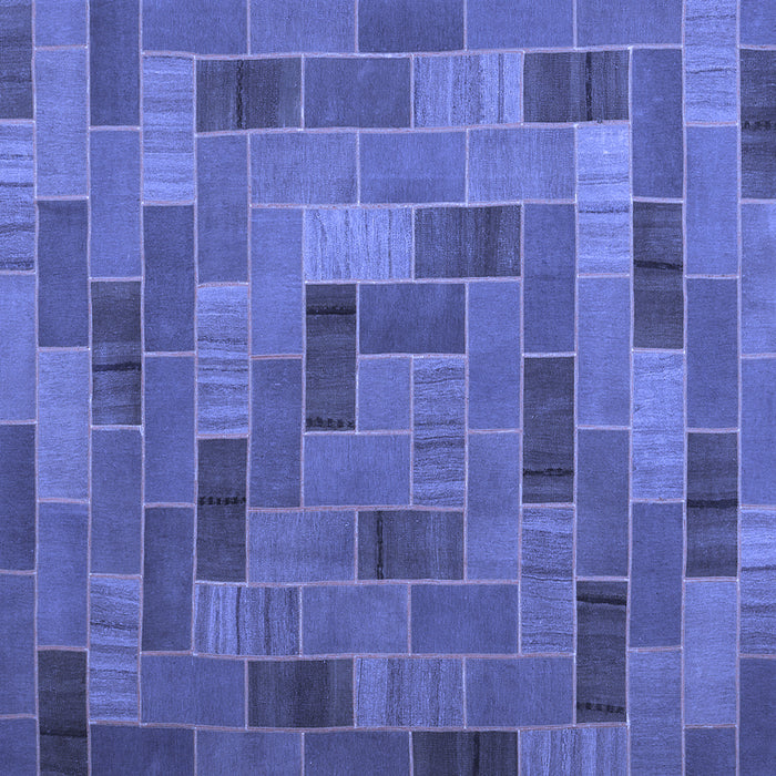 Square Patchwork Blue Transitional Rug, con2629blu