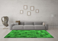 Machine Washable Patchwork Green Transitional Rug, wshcon2629grn
