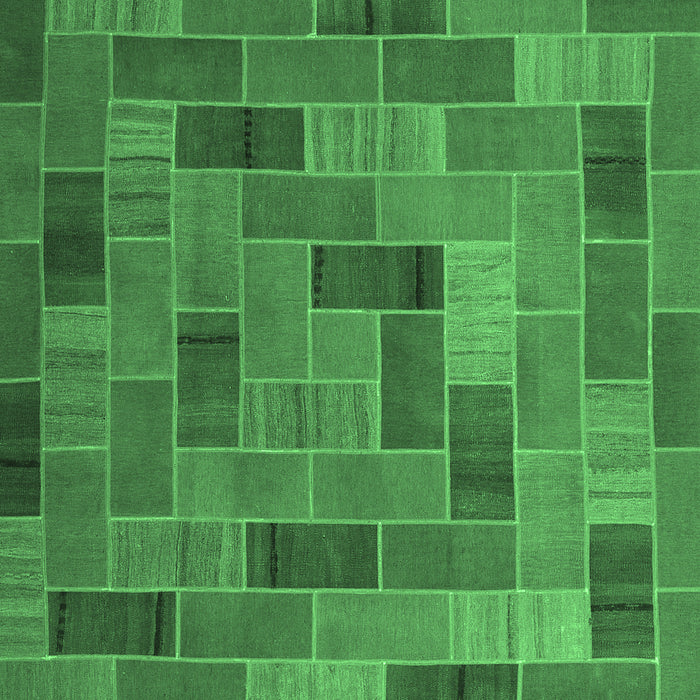 Machine Washable Patchwork Emerald Green Transitional Area Rugs, wshcon2629emgrn