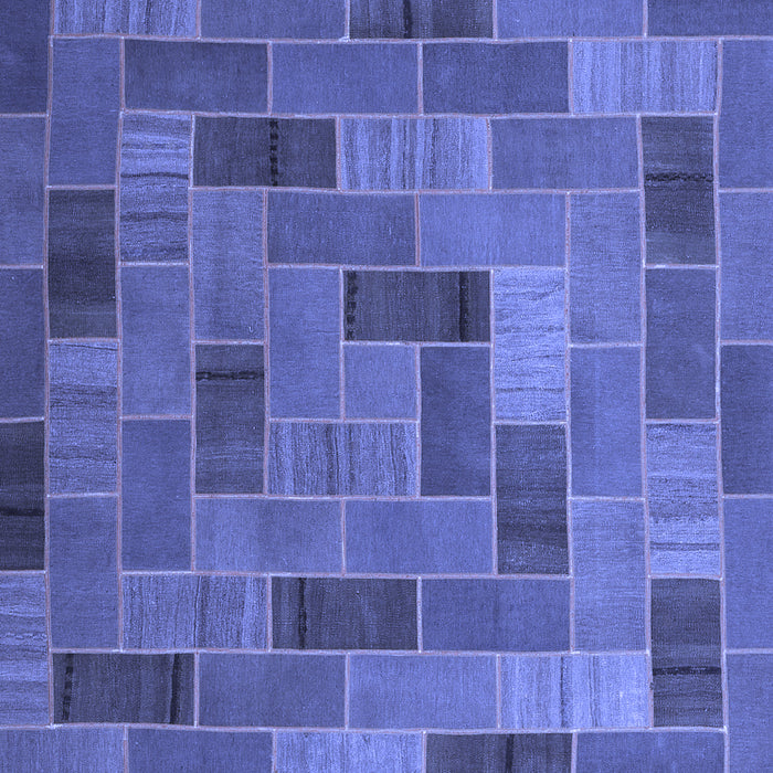 Machine Washable Patchwork Blue Transitional Rug, wshcon2629blu