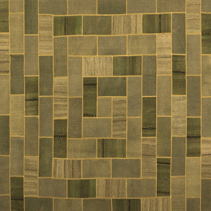 Square Machine Washable Patchwork Brown Transitional Rug, wshcon2629brn