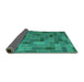 Sideview of Patchwork Turquoise Transitional Rug, con2629turq