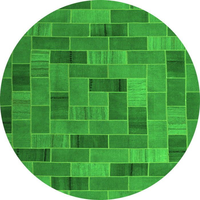 Square Patchwork Green Transitional Rug, con2629grn